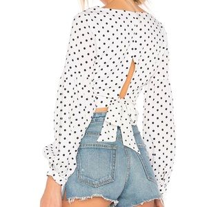 Revolve / superdown Yasmin Tie Back Crop Top in White & Black